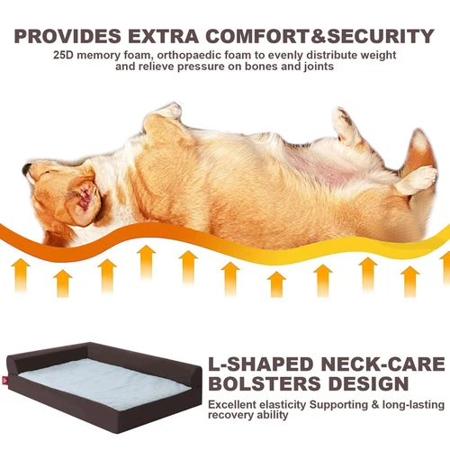 Removable Soft Dog Bed L Shaped Orthopedic Soft Memory Foam Pet Beds Couch Cover - Picture 26 of 29