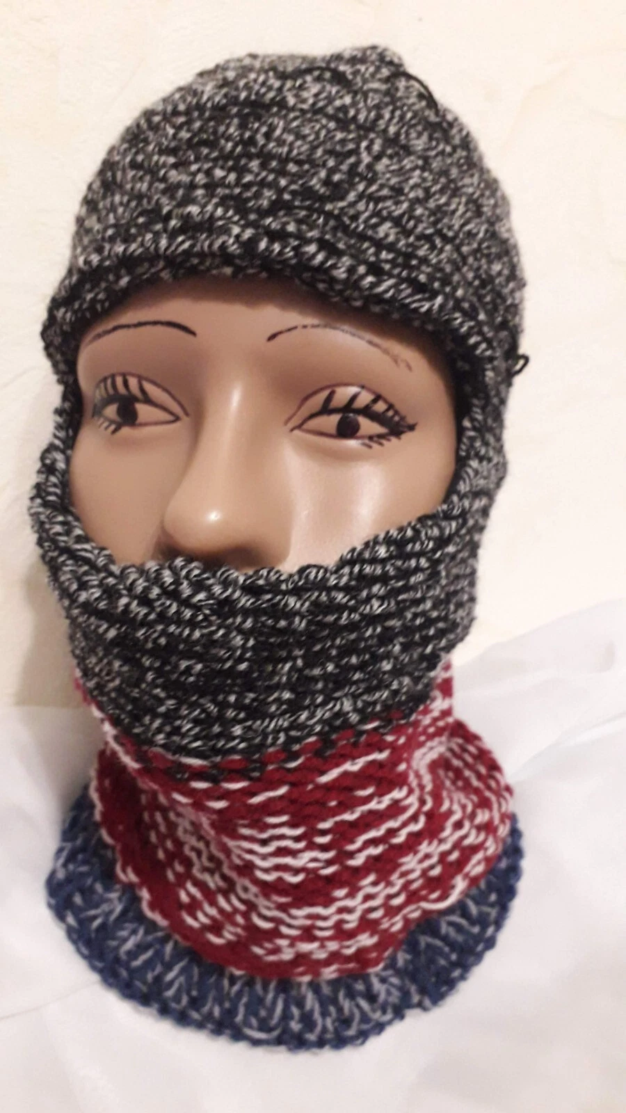 New Handknit Wool Blend Balaclava Hat Cap