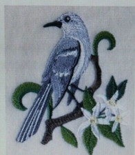 FLORIDA State Bird Flower MOCKINGBIRD SET OF 2 HAND TOWELS EMBROIDERED