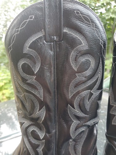 Men's VTG DAN POST Western Black Leather Cowboy Boots 2110 J Size 10.5D - Picture 3 of 5