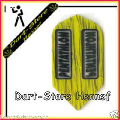 6 Dart Flights New Pentathlon SLIM, gelb-schwarz