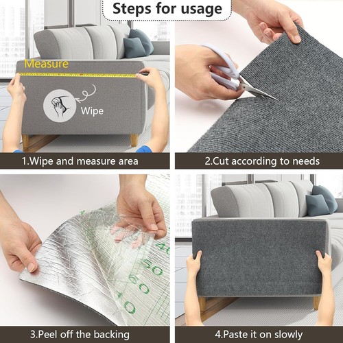 Cat Scratching Mat Trimmable Self-Adhesive Cat Scratcher Carpet Cat Scratch Pads - Picture 10 of 14