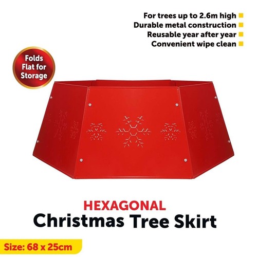 Christmas Tree Skirt Base Metal Cover Stand Hexagon Shape Xmas Decoration NEW - Picture 2 of 6