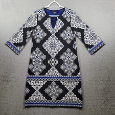 Roz ALi Dress Womens 8 Black Bohemian Boho Chic Vneck Lightweight Grandmacore