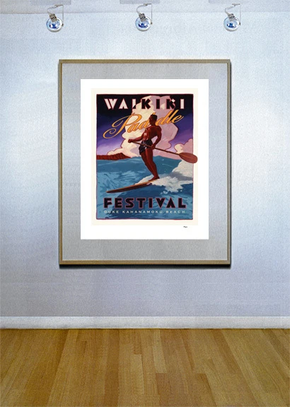 Hawaii SUP Surfing Stand Up Paddling Art Poster Duke Kahanamoku Surf surfboard - Image 2 of 2