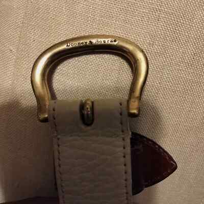 Dooney & Bourke Vintage Beige & Brown Leather Duck Logo Belt  display picture 1