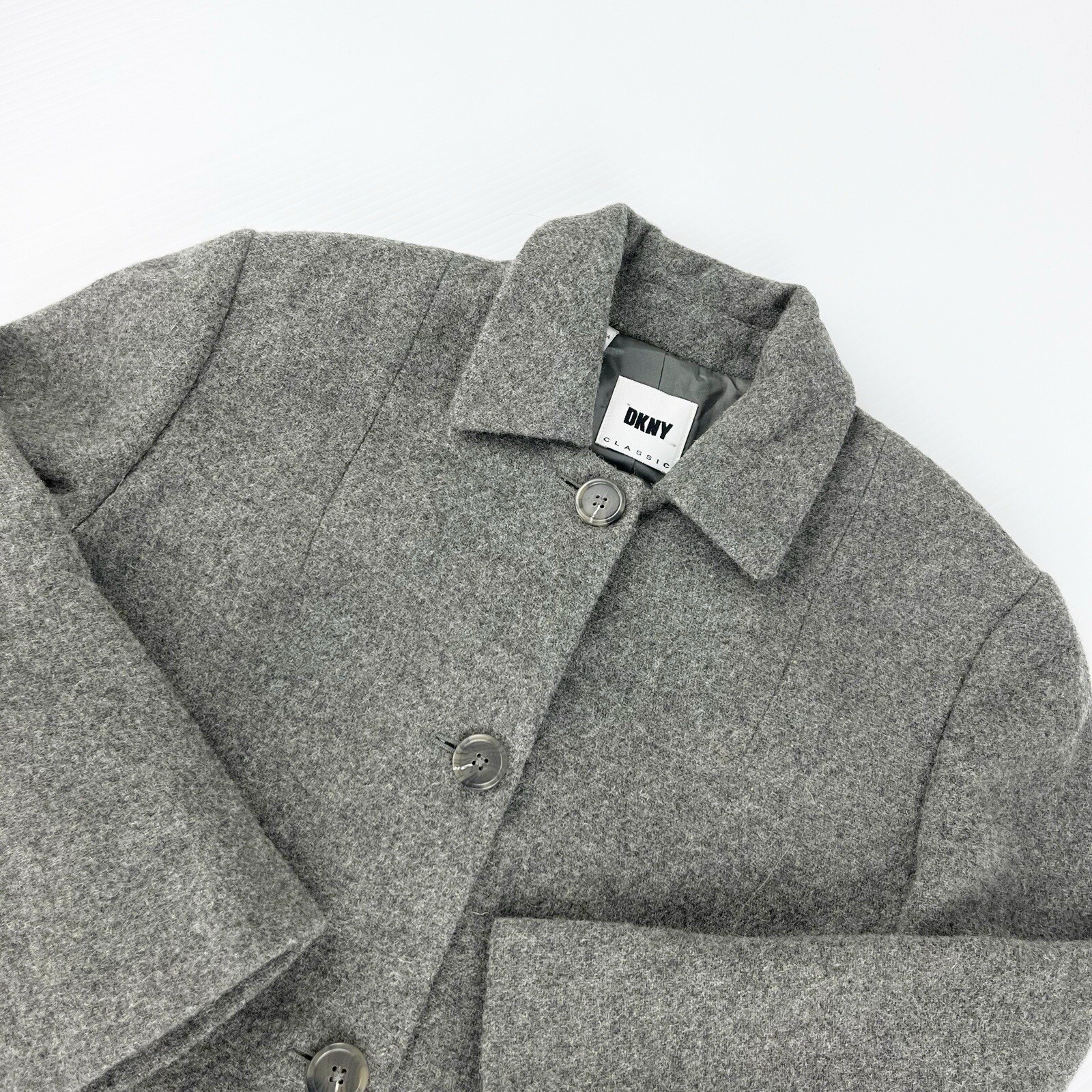 DKNY Classic Gray Button Down Wool Blend Jacket C… - image 2