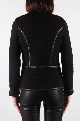Salvatore Ferragamo Women's Black Wool Leather Zip Jacket size M / Medium - Picture 3 of 11