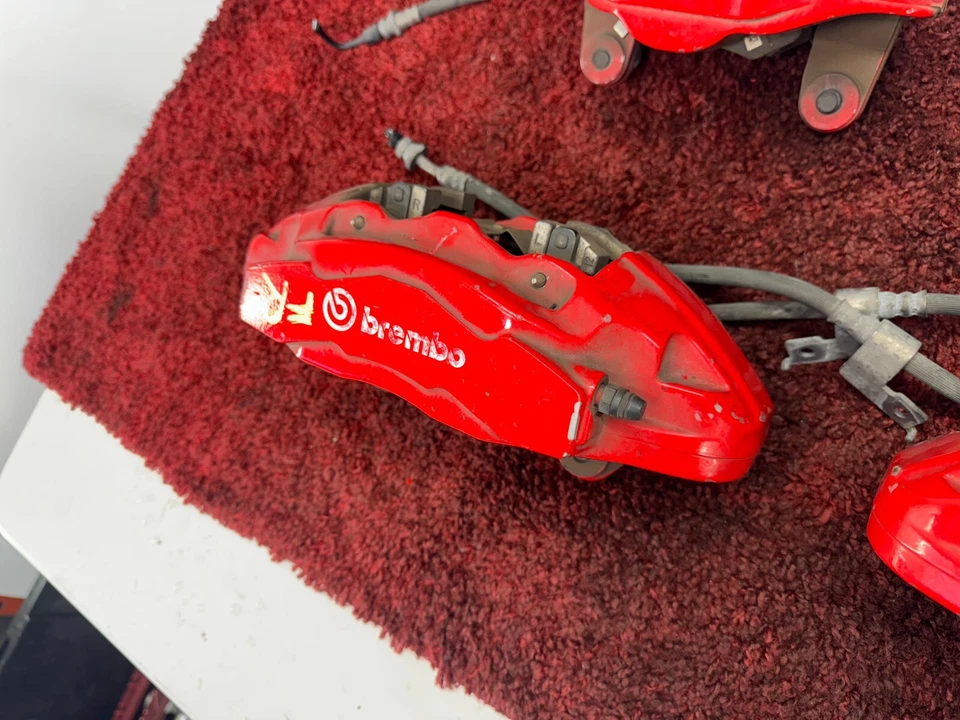 Kia Stinger Genesis G70 Front & Rear Brembo Brake Shoe Calipers Red Set OEM B7 - Image 3 of 4
