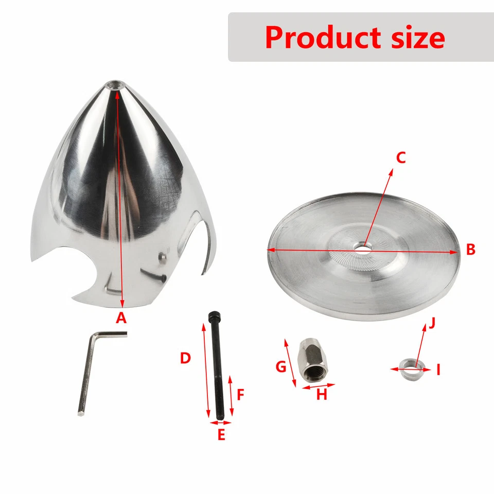 Aluminum Spinner 1.5/2/2.5/3/4/4.5inch 4 Blades Prop Cone For RC Airplane Model - Image 2 of 4