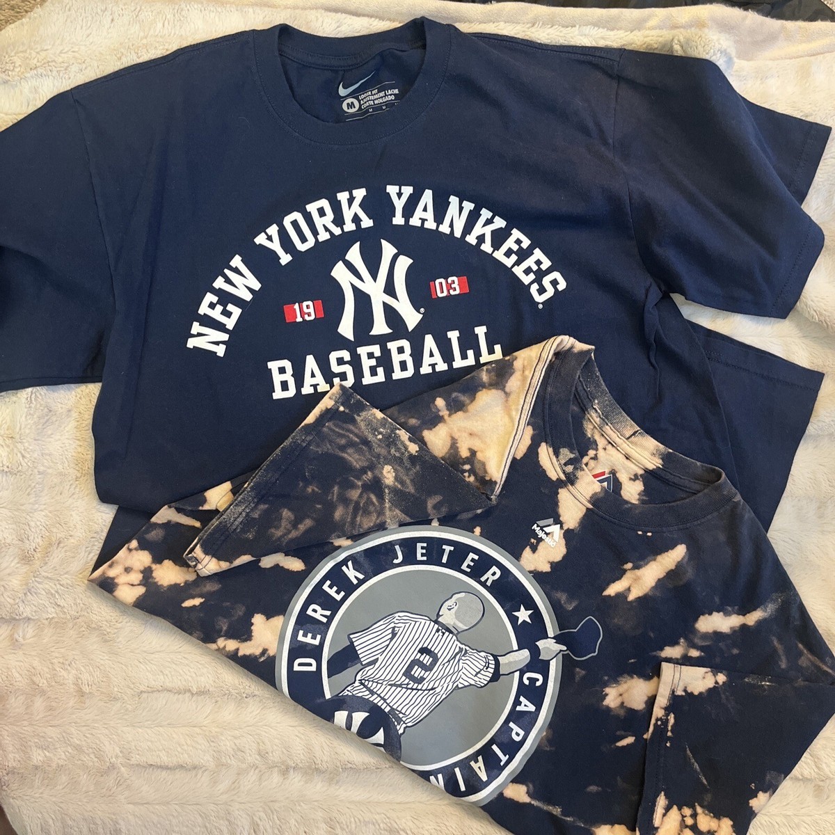 NY Yankees Jeter T Shirt Mens M/L #2 Baseball Nike Majestic