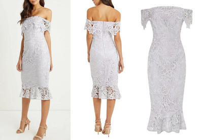 lipsy two tone lace bandeau flippy hem dress