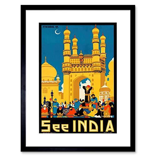Wee Blue Coo Travel India Hyderabad Charminar Mosque Monument Islam Framed Wall - Picture 1 of 6