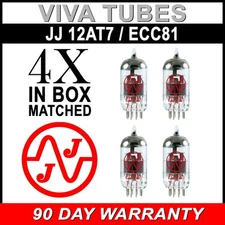 Brand New In Box Gain Matched Quad (4) JJ 12AT7 / ECC81 Vacuum Tubes