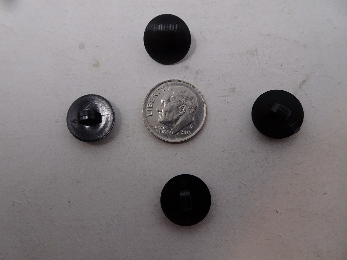 Vintage Black Fine Parallel Lines Shank Buttons 13mm Lot of 100