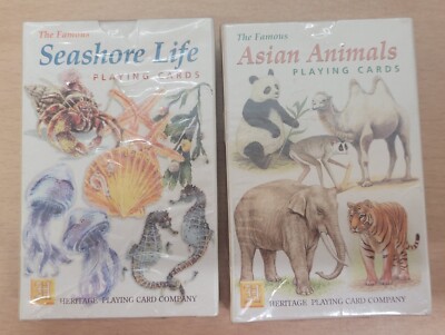 Heritage Playing Cards Two Packs Asian Animals & Seashore Life