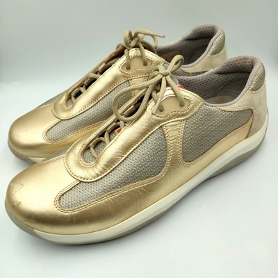 gold prada sneakers