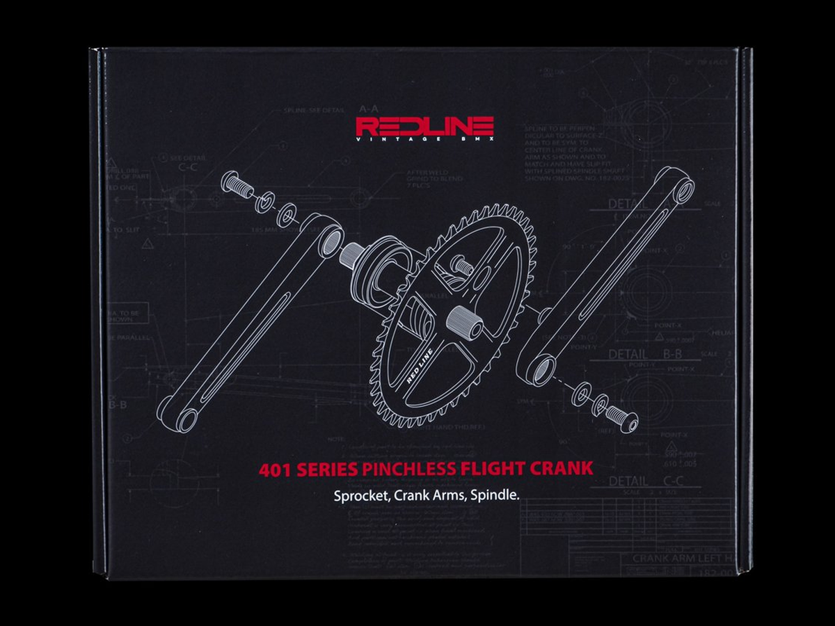 REDLINE Vintage Flight 401 Pinchless Crank Set 180mm Chrome | eBay