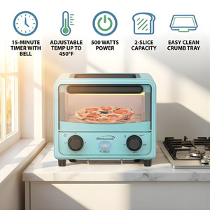 Mini Stainless Steel 500W Compact Countertop Toaster Oven 3L Multi-Function Oven