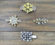 Floral Snowflake Barrette Hair Clip Lot Various Metal Rhinestone Accent Flair