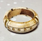 Vintage Inlay Brass Wooden Bangle Bracelet Extra Small XS Petite Wrist Boho