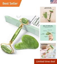 Cooling Gua Sha Facial Tool and Jade Roller - Stress Relief for Radiant Skin