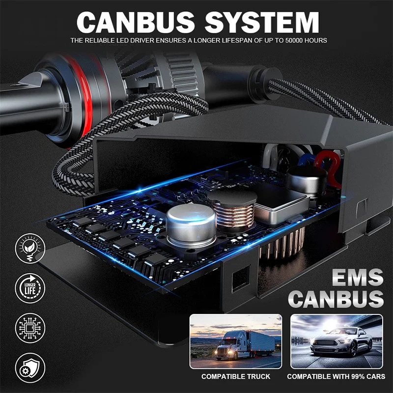 6000K HB3 HB4 9005 9006 H1 H7 H4 H11 H8 9012 Bulb Canbus Led Lamp Car Headlight - Image 2 of 4