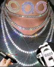 VVS1 Moissanite Tennis Necklace GRA Certified 925 Silver Passes Tester Iced out