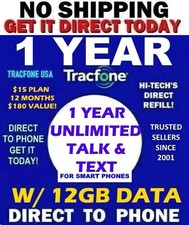 UNLIMITED T/T TracFone 12 MONTHS OF SERVICE  12GB DATA    GET IT TODAY 