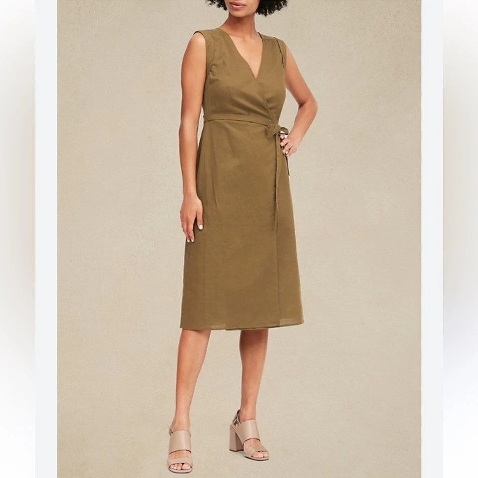 Banana Republic льняной хлопок надежном платье размер 4 красный оболочка - Изображение 2 из 4