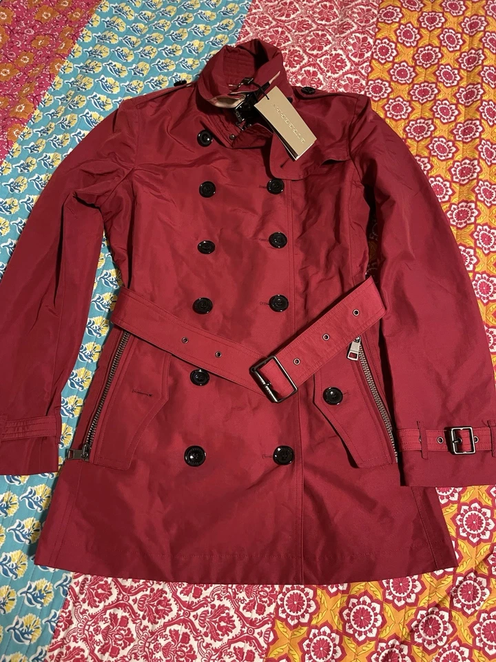 NWT Burberry Brit Brooksby Women's Burg Double Breasted Trench Coat Size USA 6