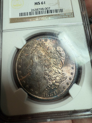 NGC MS 61 Morgan Silver Dollar 1881-S Toned Toner Slab Coin Graded
