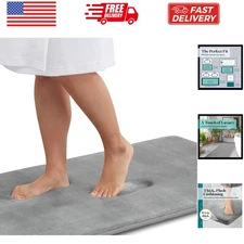 Memory Foam Bath Mat Non Slip Absorbent Super Cozy Velvet Bathroom Rug Carpet...