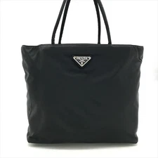 PRADA Triangle Logo Nylon Tote Bag Black Handbag Vintage Authentic