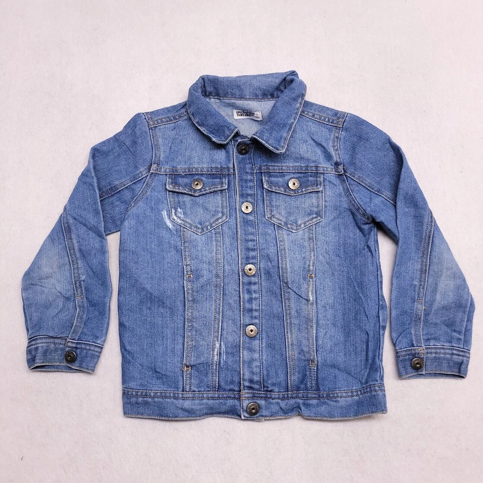 Chaqueta Denim Manga Larga Abotonada Informal Epic Threads Jóvenes Niñas Talla 7 Azul Foto 2 de 4