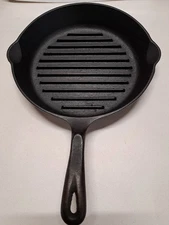 Restored Wagner 1891 Original Cast Iron Grill Pan Skillet 11 3/8" No. 9