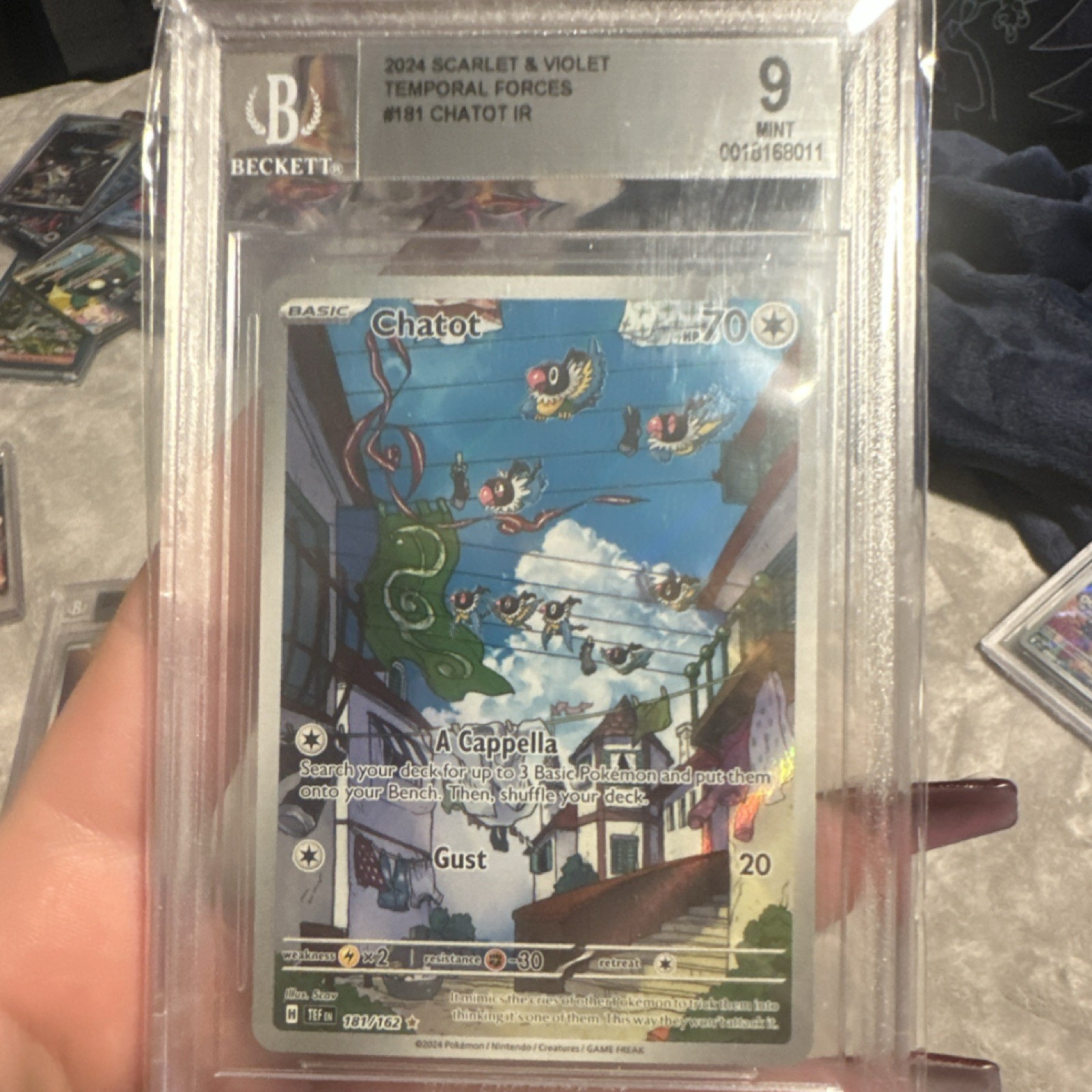 Chatot 181/162 SV05: Temporal Forces Illustration Rare Holo BGS 9 Pokémon TCG