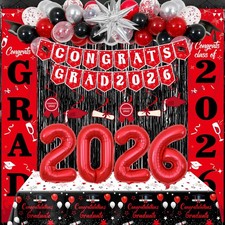 Graduation Decorations 2026, Red and Black Grad Decorations Class of 2026, Gr...