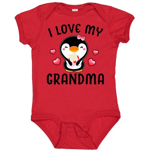 Inktastic I Love My Grandma With Cute Penguin And Hearts Baby Bodysuit Day Kids