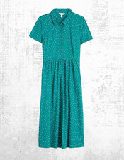 Womens Seasalt Short Sleeve Jersey Midi Dress Collared Teal Little Sponge Defect