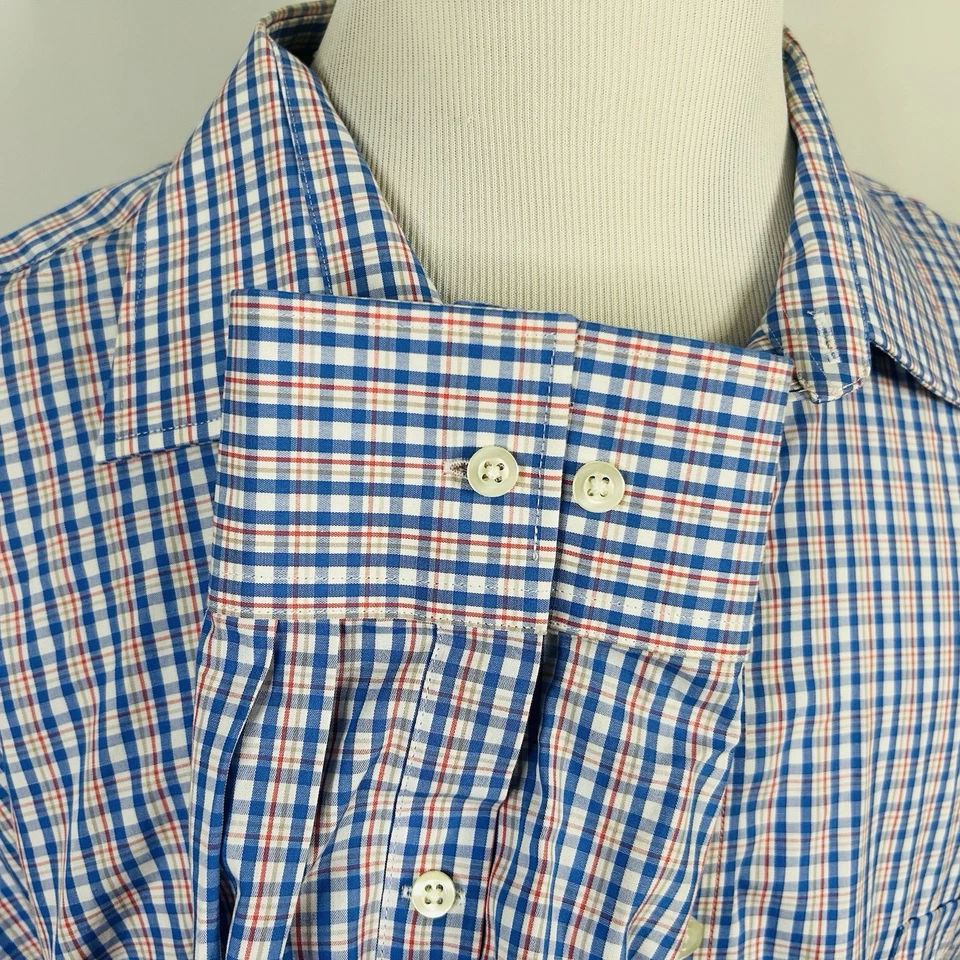 Camisa de vestir Michael Kors 19 38/39 alta roja blanca azul a cuadros 100 % algodón formal Foto 4 de 4