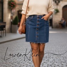 GAP Denim Skirt Button Fly Dark Wash Women's Size 27 Distressed Hem