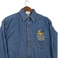   VTG 90s Walt Disney World Tigger Denim Shirt Men's Medium Embroidered Blue WDW