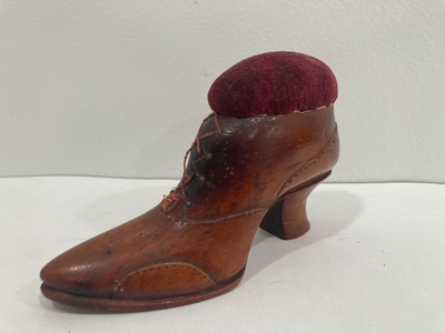 #ad Vintage Decorative Miniature High Heel Wooden Shoe Collectible Mini $25.00