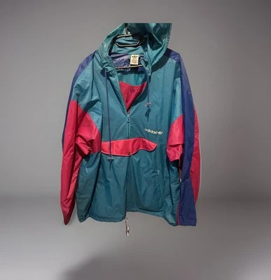 Adidas Windbreaker Jacke Size XL 🏸🏸🏸 Retro Vintage Track JACKET 🌧 Regenjacke - Bild 1 von 4