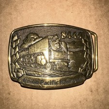 1983 BTS Solid Brass Union Pacific Railroad 8444 Train Belt Buckle