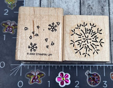 Stampin' Up Snowflakes Winter Lot of 2 Rubber Stamp Wood U61