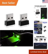 2 PCS USB LED Car Interior Atmosphere Lamp, Portable Mini LED Night Light, Pl...
