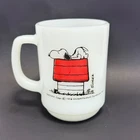 Vintage Fire King Snoopy Allergic to Morning Milk Glass Mug Anchor Hocking