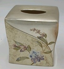 Croscill Home Ashley Silver with Purple Floral Pattern Tissue Cover Box